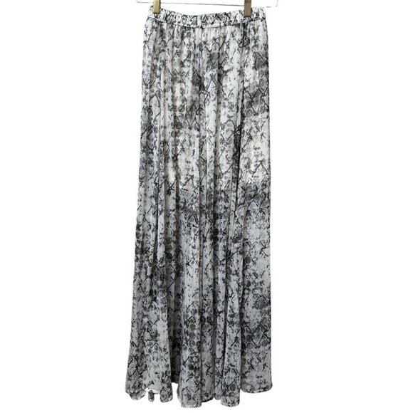 Abercrombie & Fitch Maxi Skirt Small Gray Snakeprint Chiffon Elastic Waist Flowy - Picture 1 of 7